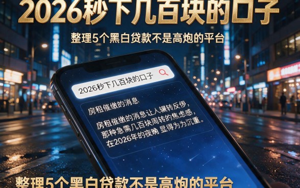 2026秒下几百块的口子,整理5个黑白贷款不是高炮的平台