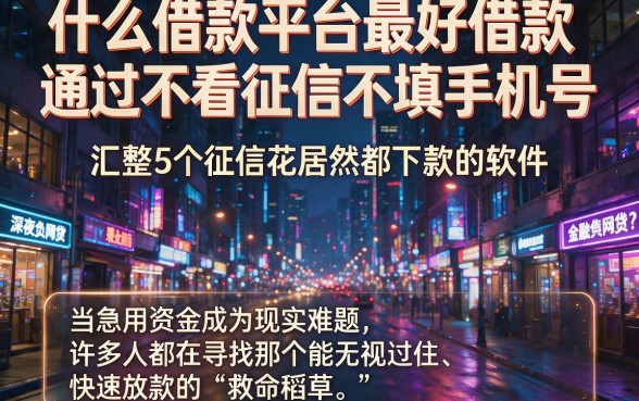 什么借款平台最好借款通过不看征信不填手机号，汇整5个征信花居然都下款的软件