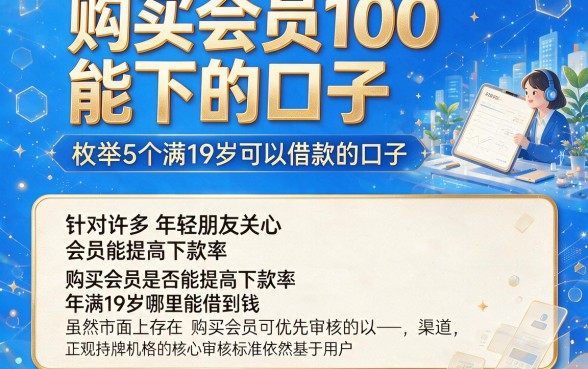 购买会员100能下的口子，枚举5个满19岁可以借款的口子