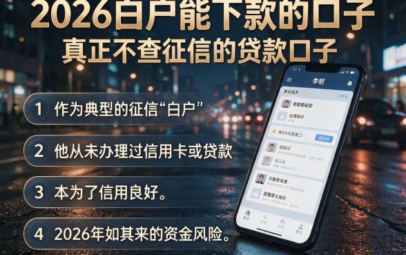 2026白户能下款的口子,条列五个真正不查征信的贷款口子