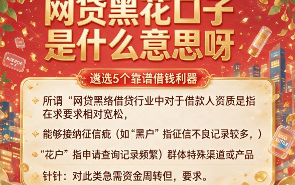 网贷黑花口子是什么意思呀,遴选5个靠谱借钱利器