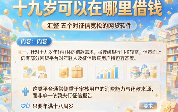 十九岁可以在哪里借钱,汇整五个对征信宽松的网贷软件
