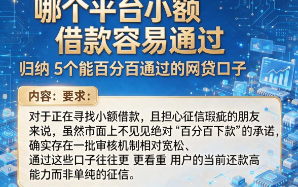哪个平台小额借款容易通过，归纳5个能百分百通过的网贷口子