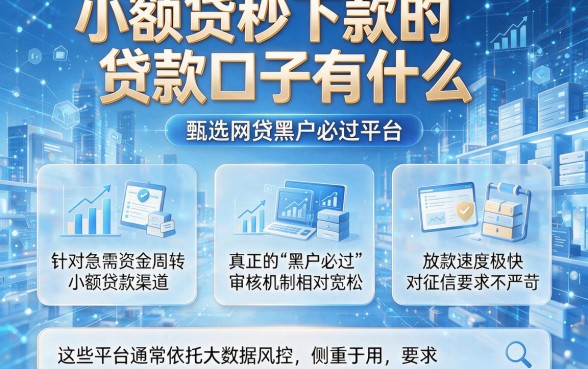小额贷秒下款的贷款口子有什么，甄选五个网贷黑户必过平台