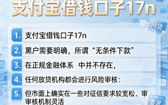 支付宝借钱口子17n,条列五个黑户无条件下款的口子