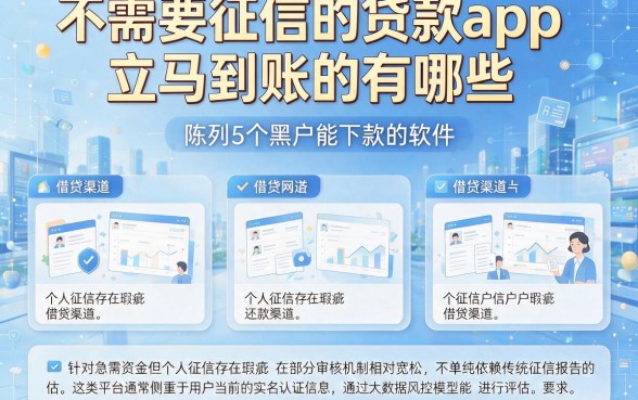 不需要征信的贷款app立马到账的有哪些,陈列5个黑户能下款的软件