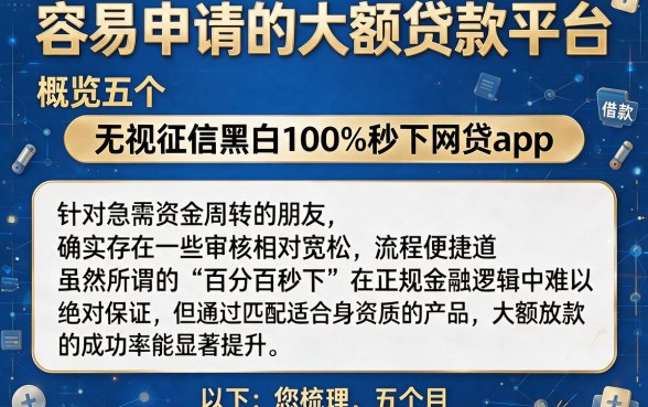 容易申请的大额贷款平台,概览五个无视征信黑白100%秒下网贷app