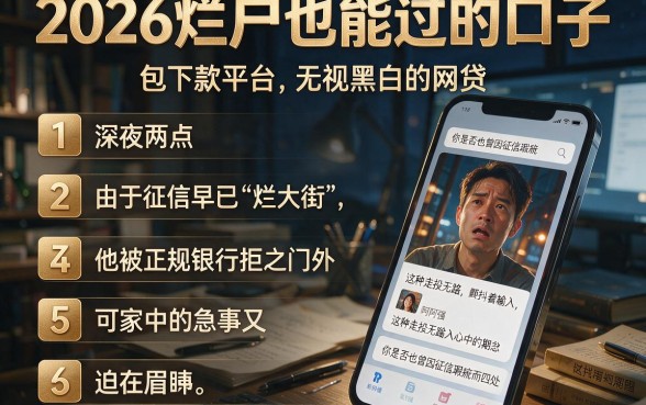 2026烂户也能过的口子,条列五个包下款平台无视黑白的网贷