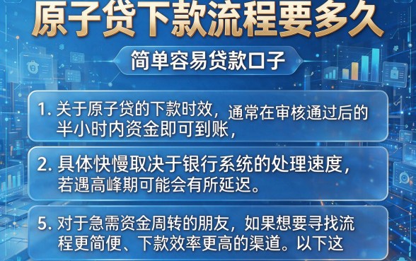 原子贷下款流程要多久,理出5个简单容易贷款口子