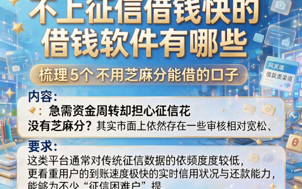 不上征信借钱快的借钱软件有哪些,梳理5个不用芝麻分能借的口子