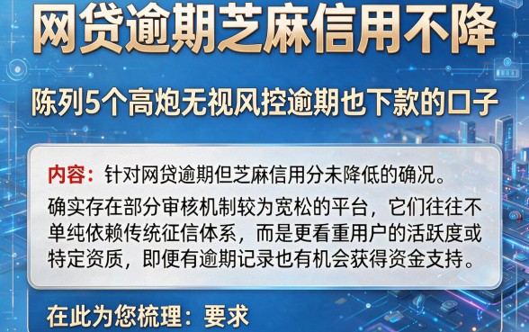 网贷逾期芝麻信用不降,陈列5个高炮无视风控逾期也下款的口子