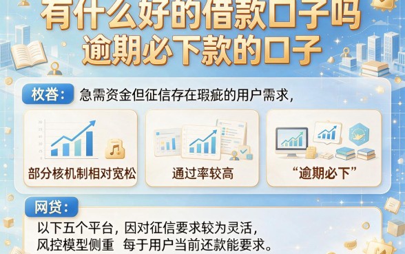 有什么好的借款口子吗，枚举5个逾期必下款的口子