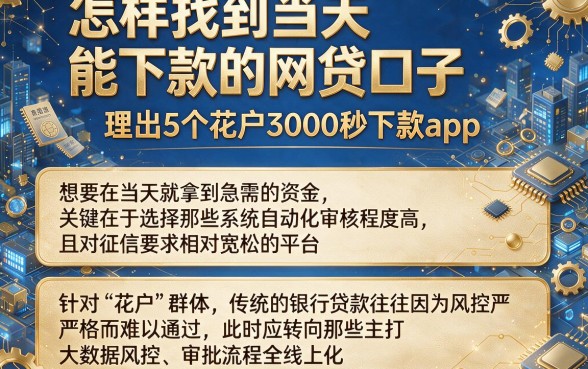 怎样找到当天能下款的网贷口子，理出5个花户3000秒下款app