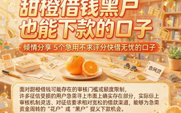 甜橙借钱黑户也能下款的口子,倾情分享5个急用不求评分快借无忧的口子