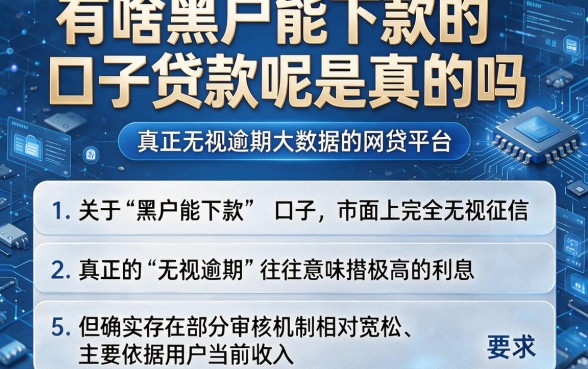 有啥黑户能下款的口子贷款呢是真的吗，罗列5个真正无视逾期大数据的网贷平台