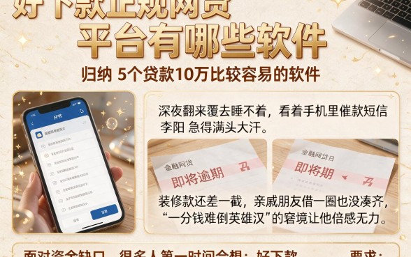 好下款正规网贷平台有哪些软件,归纳5个贷款10万比较容易的软件