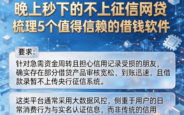 晚上秒下的不上征信网贷,梳理5个值得信赖的借钱软件