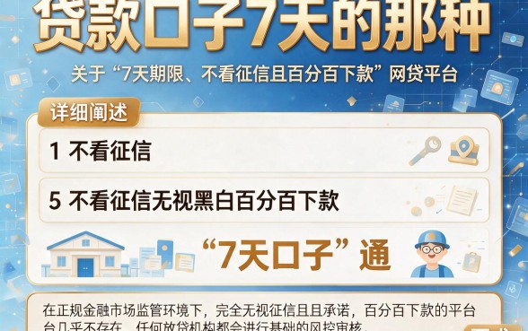 贷款口子7天的那种，详细阐述5个不看征信无视黑白百分百下款网贷平台