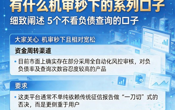 有什么机审秒下的系列口子，细致阐述5个不看负债查询的口子