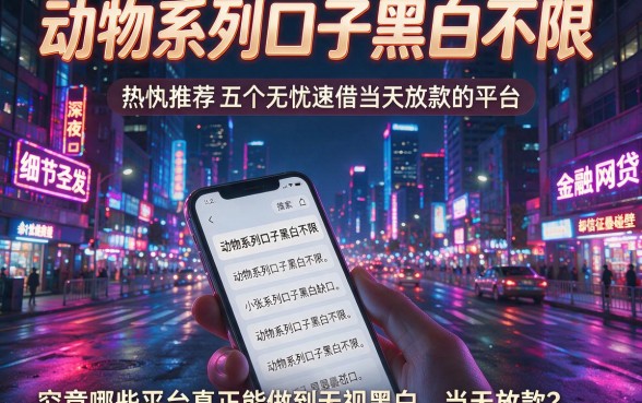动物系列口子黑白不限，热忱推荐五个无忧速借当天放款的平台