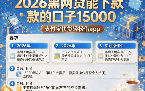 2026黑网贷能下款的口子15000，理出5个支付宝快贷轻松借app