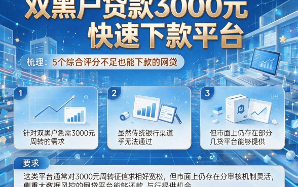 双黑户贷款3000元快速下款平台,梳理5个综合评分不足也能下款的网贷