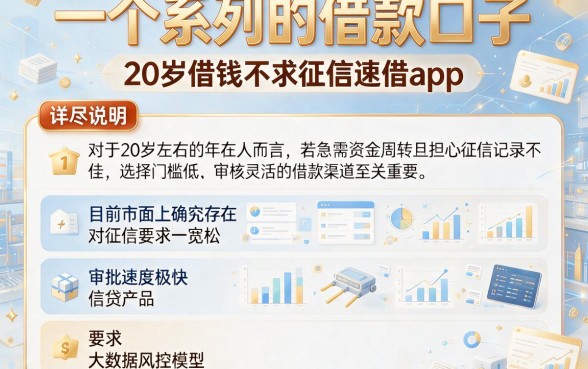 一个系列的借款口子，详尽说明五个20岁借钱不求征信速借app