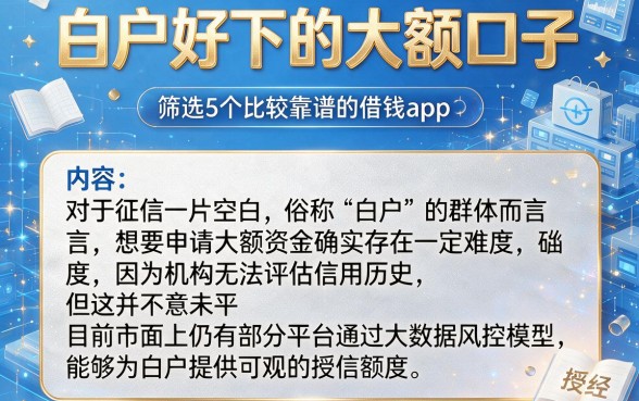白户好下的大额口子,筛选5个比较靠谱的借钱app
