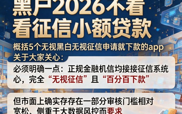 黑户2026不看征信小额贷款,概括5个无视黑白无视征信申请就下款的app