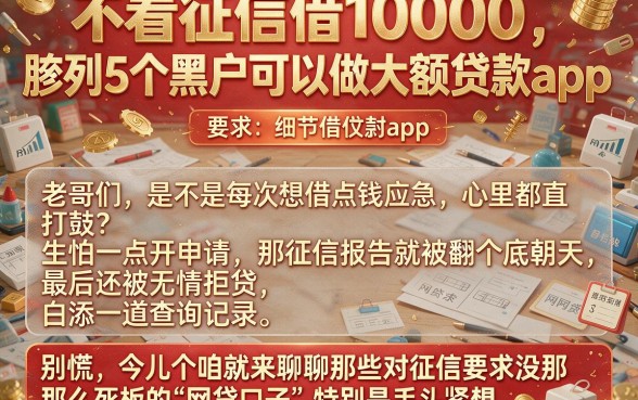 不看征信借10000,胪列5个黑户可以做大额贷款app
