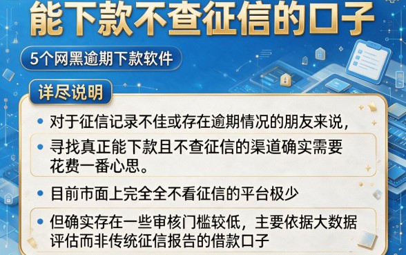能下款不查征信的口子,详尽说明5个网黑逾期下款软件