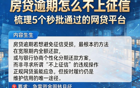 房贷逾期怎么不上征信,梳理5个秒批通过的网贷平台