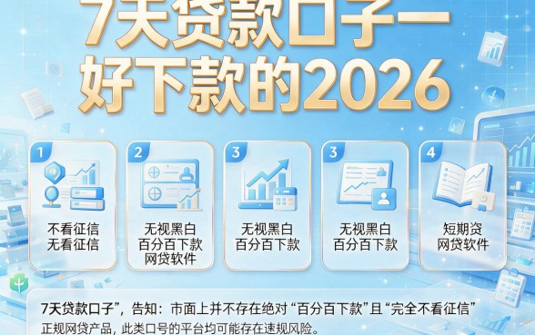 7天贷款口子好下款的2026,枚举五个不看征信无视黑白百分百下款网贷软件