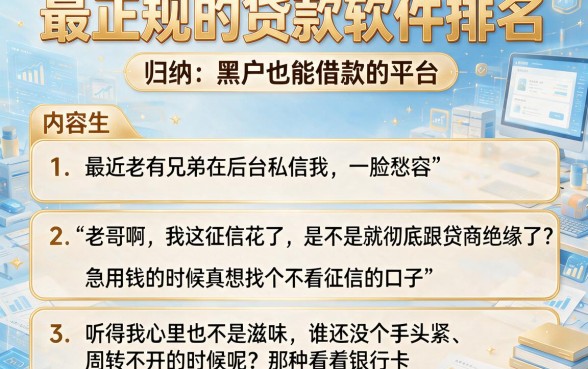最正规的贷款软件排名，归纳五个黑户也能借款的平台
