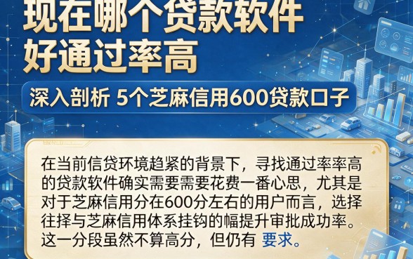 现在哪个贷款软件好通过率高,深入剖析5个芝麻信用600贷款口子