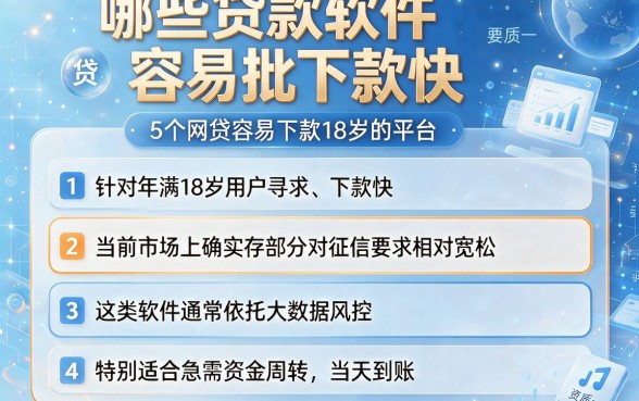 哪些贷款软件容易批下款快,详尽说明5个网贷容易下款18岁的平台