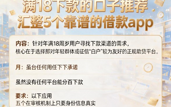 满18下款的口子推荐,汇整5个靠谱的借款app