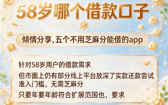 58岁哪个借款口子,倾情分享五个不用芝麻分能借的app