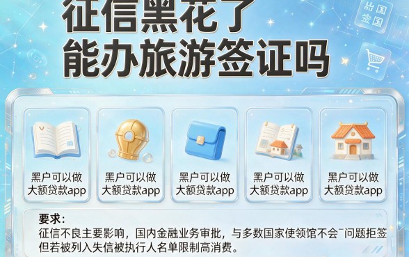 征信黑花了能办旅游签证吗,陈列五个黑户可以做大额贷款app