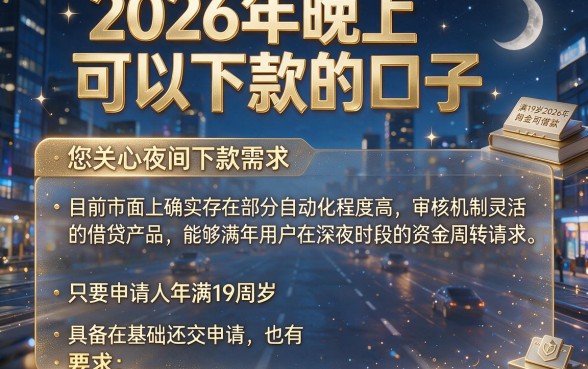 2026年晚上可以下款的口子,整合5个满19岁可以借款的平台
