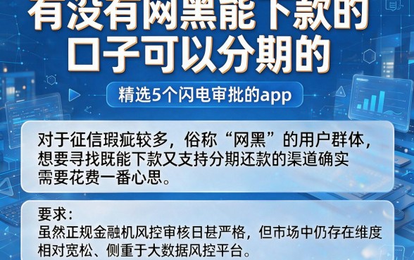 有没有网黑能下款的口子可以分期的，精选5个闪电审批的app