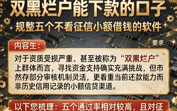 双黑烂户能下款的口子，规整五个不看征信小额借钱的软件