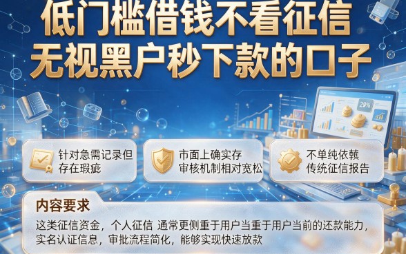 低门槛借钱不看征信，整合五个无视黑户秒下款的口子
