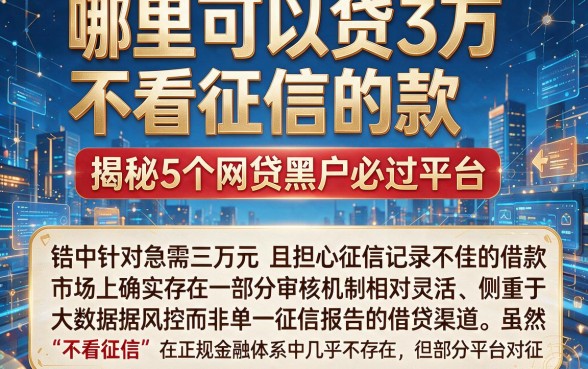 哪里可以贷3万不看征信的款,揭秘5个网贷黑户必过平台
