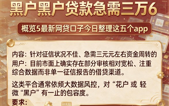 黑户黑户贷款急需三万6,概览5个最新网贷口子今日整理这五个app