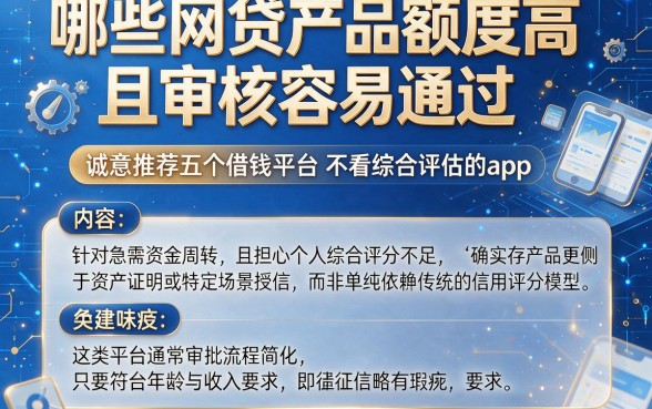 哪些网贷产品额度高且审核容易通过,诚意推荐五个借钱平台不看综合评估的app