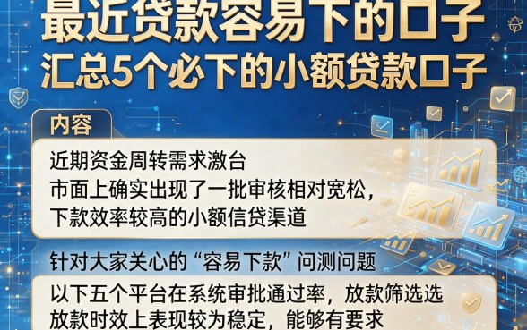 最近贷款容易下的口子,汇总5个必下的小额贷款口子