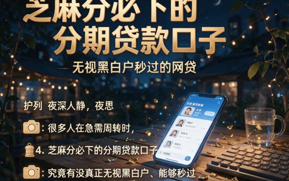 芝麻分必下的分期贷款口子，胪列五个无视黑白户秒过的网贷