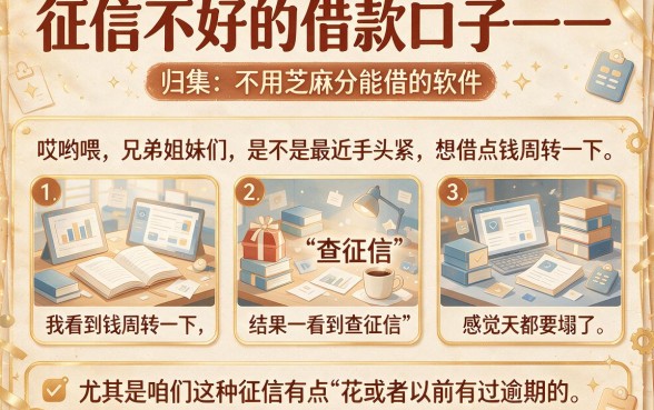 征信不好的借款口子一一，归集五个不用芝麻分能借的软件