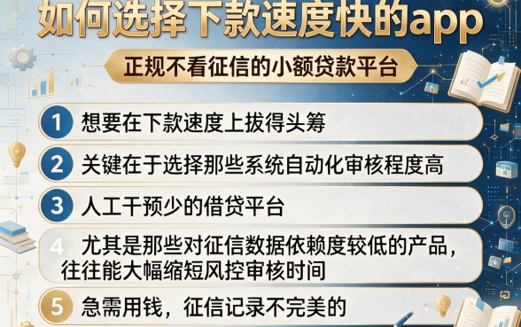 如何选择下款速度快的app,条列五个正规不看征信的小额贷款平台